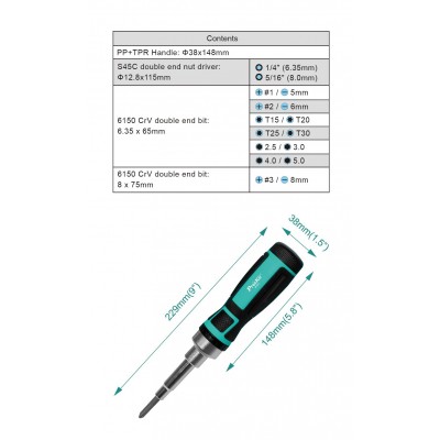 SD-9821 - Destornillador múltiple 16 en 1 de Proskit