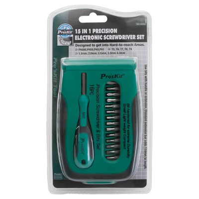 SD-9804 Juego-Estuche de Destornillador con 14 puntas de precisión intercambiables de Proskit