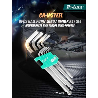 Conjunto de 9 llaves allen hexagonales de Proskit - HW-129B