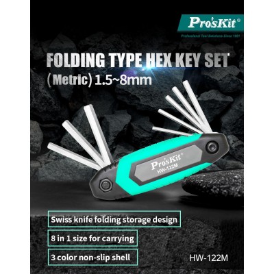 Juego de 8 llaves hexagonales de mano de Proskit - HW-122M