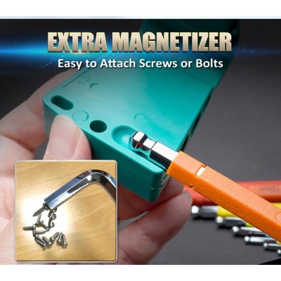 HW-230BL Juego de llaves allen extra largas colores con magnetizador de Proskit
