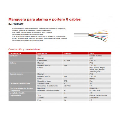 Manguera de cables en CCA para alarma y portero con CPR - WIR9087