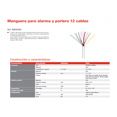 Manguera de cables en CCA para alarma y portero con CPR - WIR9089
