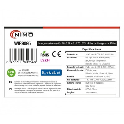 Rollo de Cable para alarma y portero libre de Halógenos LSZH y CPR - WIR9095