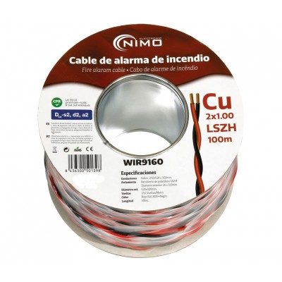 Cable trenzado para alarma de incendio LSZH, Cobre 100m - WIR9160