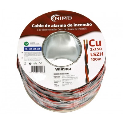 Rollo de Cable trenzado para alarma de incendio LSZH, Cobre 100m - WIR9161