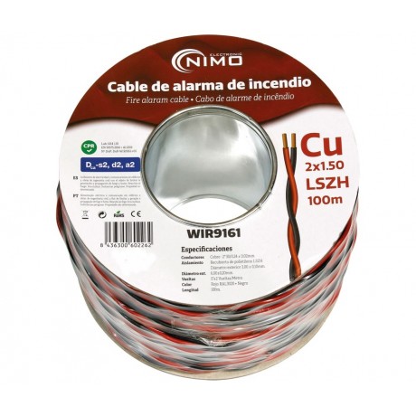 Rollo de Cable trenzado para alarma de incendio LSZH, Cobre 100m - WIR9161