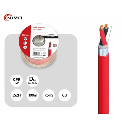 Rollo de Cable blindado alarma e incendios LSZH, Cobre 100M - WIR9150