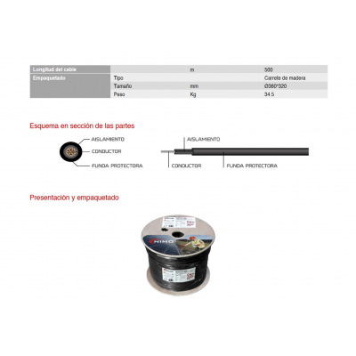 Cable para conexión de Placas Solares Cu-Sn 6.0mm2 Doble capa XLPO Negro 500m