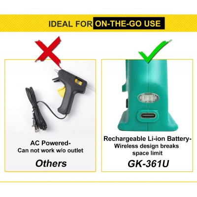 GK-361U Pistola de pegamento por fusión con batería de Litio 7W de Proskit