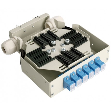 BOXF010 - Caja de fibra óptica para interior carril DIN 6 puertos