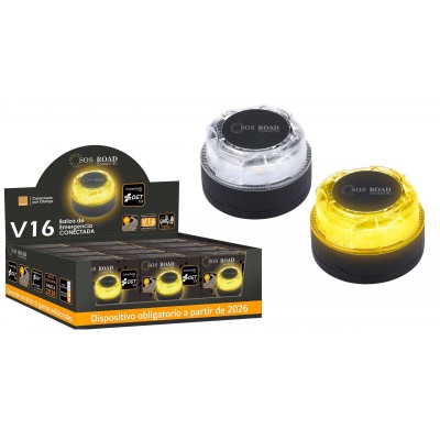 Iluminación de emergencia para Coches DP-EL2024-C1 homologada DGT V16, Baliza SOS, ROAD CONNECTED