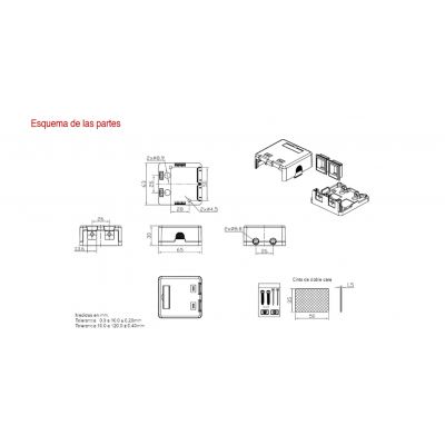 Caja para conexiones Keystone 2 puertos - BOX065