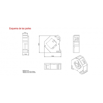 Caja para conexiones Keystone 1 puerto para carril DIN - BOX066