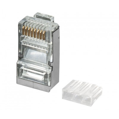 Conector modular RJ45 para datos FTP Cat.6 con guía 3µ oro (Bolsa 100 unidades) - CON936
