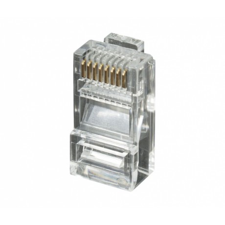 Conector modular RJ45 para datos UTP Cat.6 Pines con 3µ Oro, (Bolsa 100 unidades) - CON919