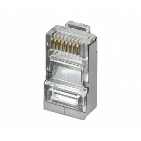 Conector modular RJ45 para datos FTP Cat.6 Pines con 50µ Oro, (Bolsa 100 unidades) - CON922