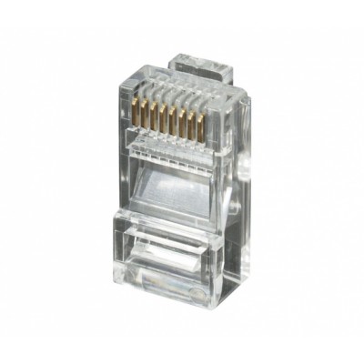 Conector modular RJ45 para datos UTP Cat.6/6A Pines con 50µ Oro (Bolsa 100 unidades) - CON921
