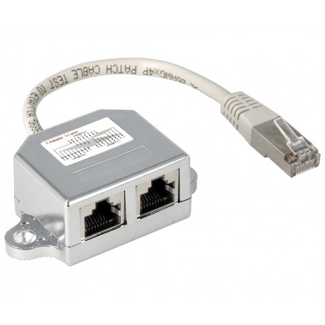 Adaptador Distribuidor RJ45 de 1 macho a 2 hembras - CON070