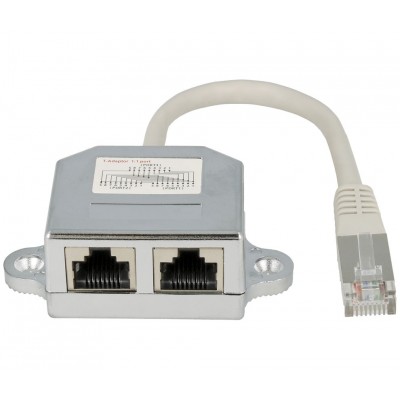 Adaptador Distribuidor RJ45 de 1 macho a 2 hembras - CON070