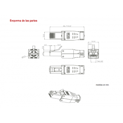 Conector RJ45 Cat.6A FTP macho tool-less (5 unidades) - CON1149