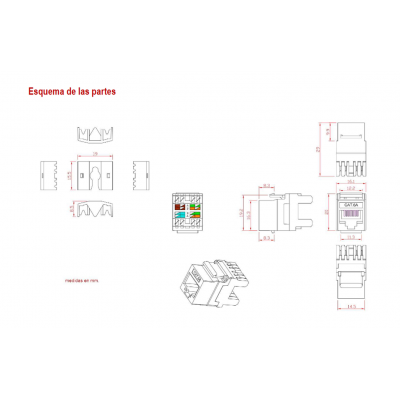 Conector Keystone RJ45 Cat.6A UTP hembra tool-less (25 unidades) - CON1156