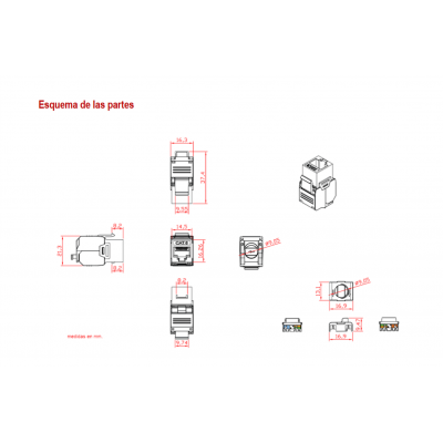 Conector Keystone RJ45 Cat.6 UTP hembra tool-less (25 unidades) - CON1168