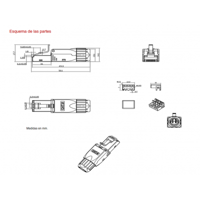 Conector RJ45 Cat.6 UTP macho tool-less (5 unidades) - CON1301