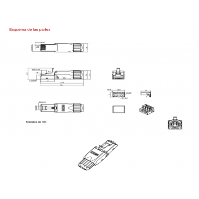 Conector RJ45 Cat.6A UTP macho tool-less (5 unidades) - CON1302