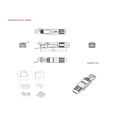 Conector RJ45 Cat.6A FTP macho tool-less, 3µ oro (5 unidades) - CON1306