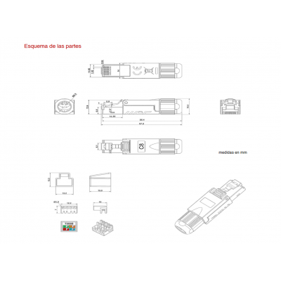 Conector RJ45 Cat.8 FTP macho tool-less (5 unidades) - CON1308