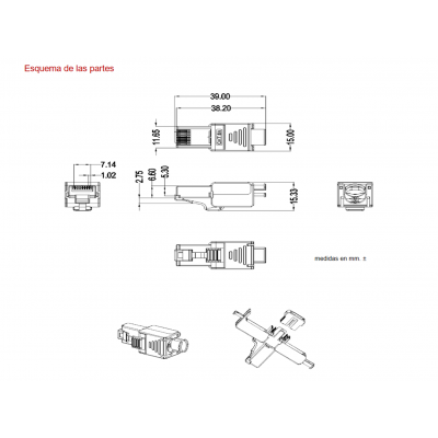 Conector RJ45 Cat.6A FTP macho tool-less (5 unidades) - CON1310