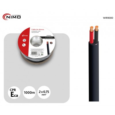 Rollo de cable de altavoz redondo 2x0,75mm 100m - WIR9000