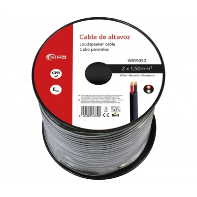 Rollo de cable de altavoz redondo 2x1,50mm, negro de 100m - WIR9050