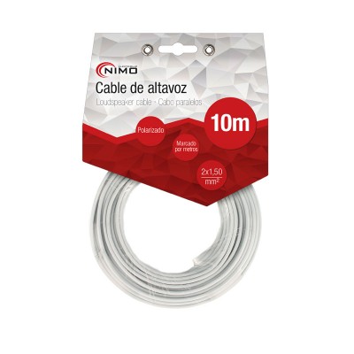 Cable para altavoz 2x1.50mm Blanco Polarizado de 10m - WIR9004-10