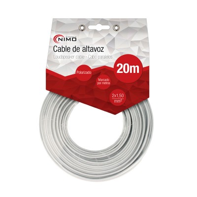 Cable para altavoz 2x1.50mm Blanco Polarizado de 20m - WIR9004-20