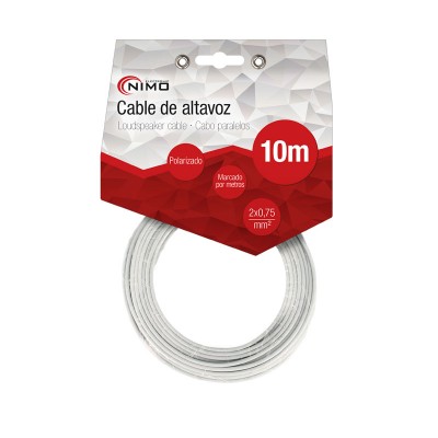 Cable de altavoz 2x0.75mm Blanco Polarizado 10m - WIR9002-10
