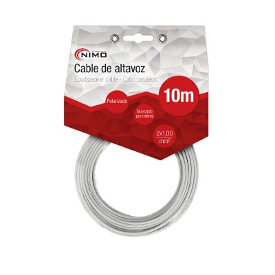 Cable de altavoz 2x1.00mm Blanco Polarizado de 10m - WIR9003-10