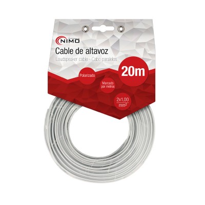 Cable de altavoz 2x1.00mm Blanco Polarizado de 20m - WIR9003-20