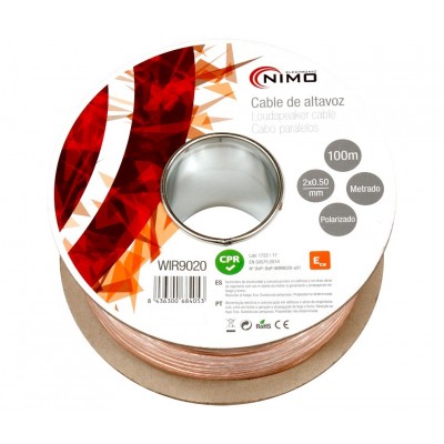 Rollo de cable de altavoz 2x0,50mm Transparente polarizado de 100m  - WIR9020