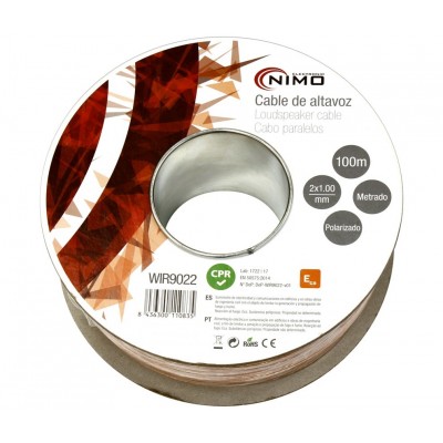 Rollo de cable de altavoz 2x1.00mm Transparente polarizado de 100m - WIR9022