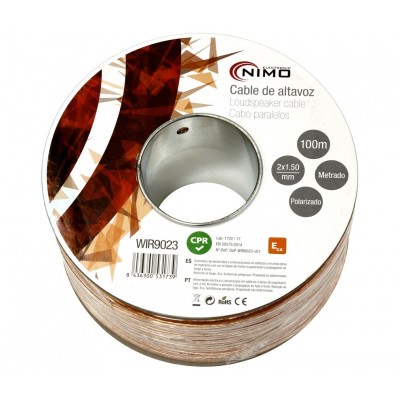 Rollo de cable de altavoz 2x1.50mm Transparente polarizado de 100m - WIR9023