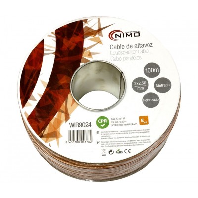 Rollo de cable de altavoz 2x2.50mm Transparente polarizado de 100m - WIR9024