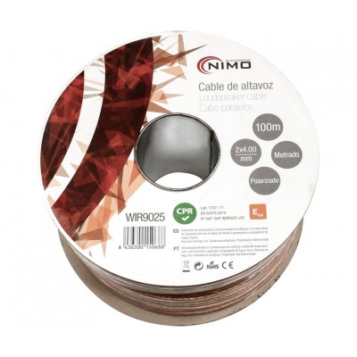 Rollo de cable de altavoz 2x4.00mm Transparente polarizado de 100m - WIR9025
