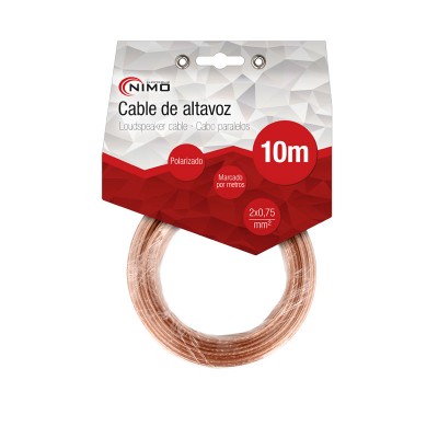 Cable de altavoz 2x0.75mm Transparente polarizado de 10m - WIR9021-10