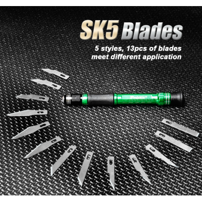 Estuche de cúters con mango de aluminio y 13 cuchillas de Proskit - PD-398