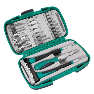 Estuche con 25 cúter y piedra de afilar para hobby de Proskit - PD-395A