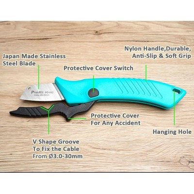 PD-992 Cuchilla de electricista con cubierta de seguridad de Proskit