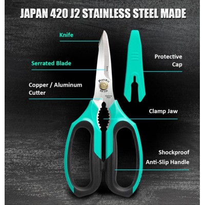 SR-336 Tijera multiusos filo serrado, abridor y corta alambre de Proskit