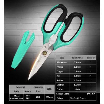 SR-336 Tijera multiusos filo serrado, abridor y corta alambre de Proskit